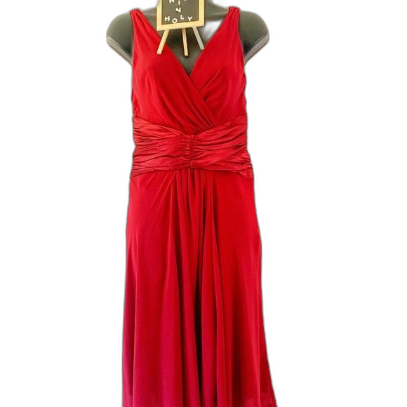 LONDON TIMES Sheer Sleeveless Dress Cranberry Size 4 - Picture 2 of 13